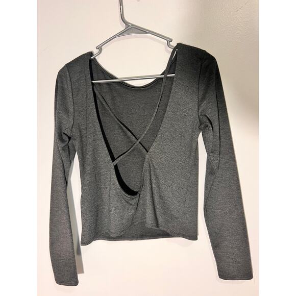 H&M Top Womens Medium Gray Criss Cross Back Casual Basic Active Wear (B) - Picture 1 of 5